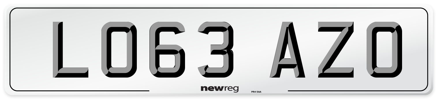 LO63 AZO Number Plate from New Reg
